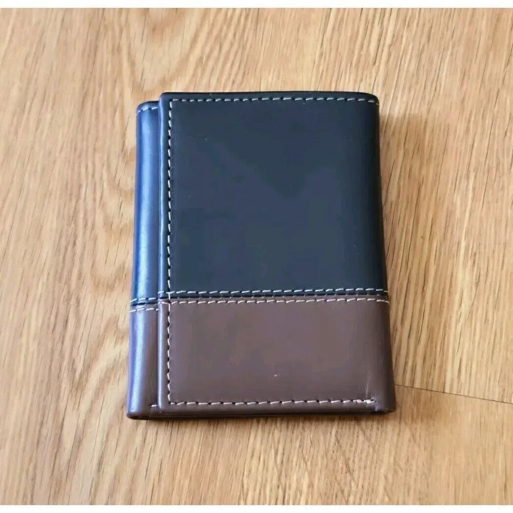 Timberland Men's Premium Two Tone Genuine Leather Commuter Tri-fold Wallet